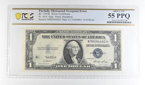 1935 E $1 55 Silver Certificate Obstruct Overprint Error Fr#1614 PPQ PCGS *0760