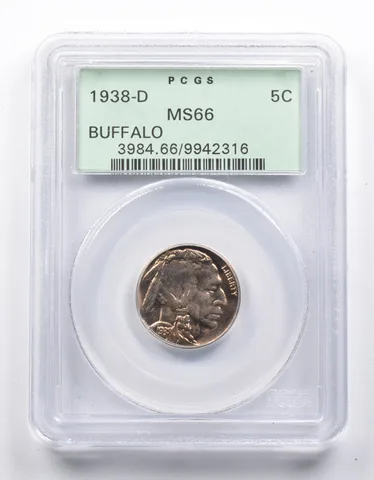 MS66 1938-D Indian Head Buffalo Nickel OGH PCGS a0994