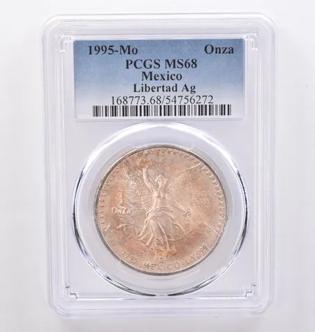 1995 Mo Mexico 1 Onza Silver Libertad MS68 PCGS Beautiful Tone *8954