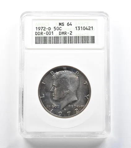 1972-D Kennedy Half Dollar DDR-001 DMR-2 MS64 ANACS a1472