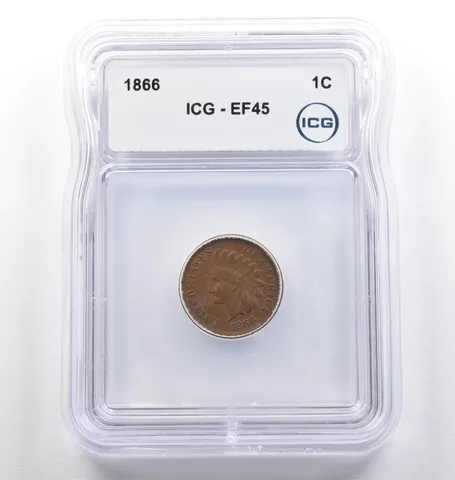1866 Indian Head Cent EF45 ICG *4100