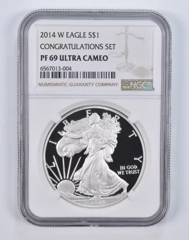 2014-W American Silver Eagle Congratulations Set PF69 UCAM NGC Brown Label