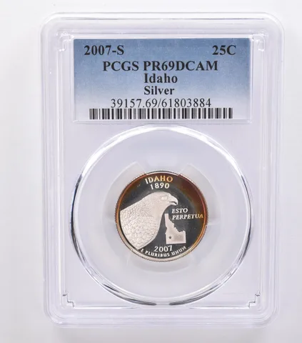 2007-S Washington State Quarter Idaho Silver PR69 PCGS Peripheral Tone *8764