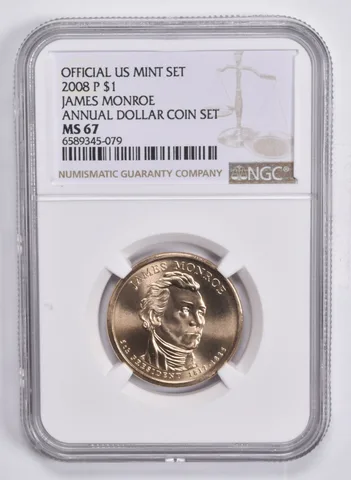 2008-P Presidential $1 James Monroe Annual Set MS67 NGC US Mint