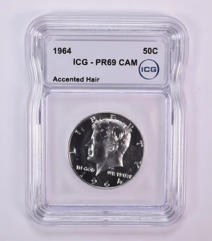 1964 Kennedy Half Dollar Accented Hair PR69 CAM ICG