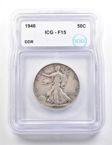 1946 Walking Liberty Half Dollar DDR F15 ICG *3679