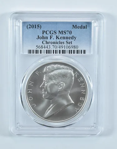 (2015) John F Kennedy Silver Medal Coin & Chronicles Set MS70 PCGS