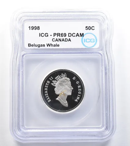1998 Canada 50 Cents Belugas Whale PR69 DCAM ICG *7919