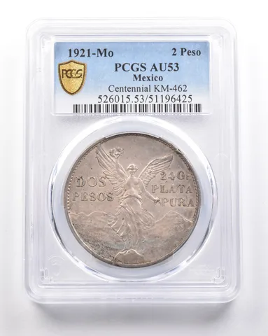 1921 Mo Mexico 2 Pesos Silver Centennial AU53 PCGS a5388