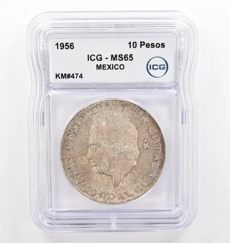 1956 Mo Mexico 10 Pesos KM#474 MS65 ICG Beautiful Tone *0273