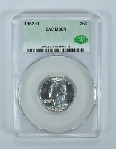 1962-D Washington Quarter MS64 CAC CACg