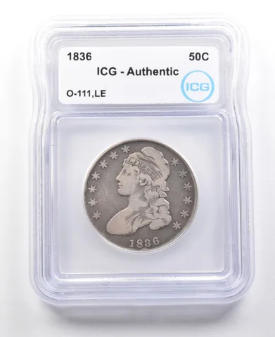 1836 Capped Bust Half Dollar O-111 LE AUthentic ICG *3117