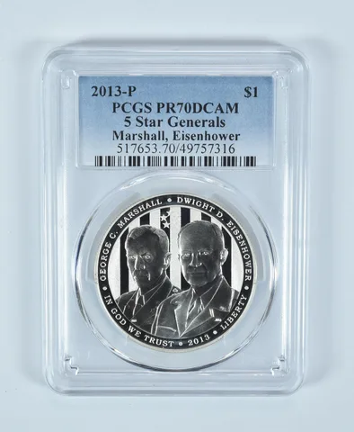 2013-P 5 Star Generals Commemorative Dollar PR70 DCAM PCGS Blue Label