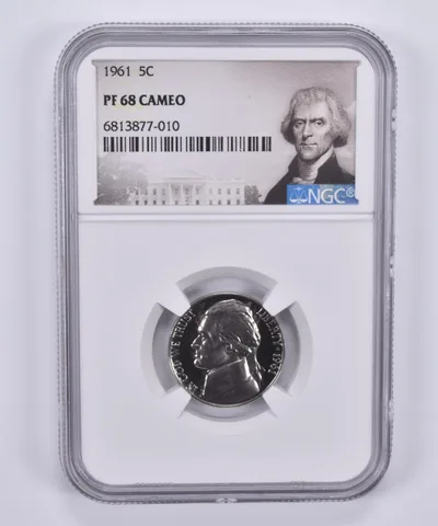 1961 Jefferson Nickel 5c PF68 Cam NGC Special Label
