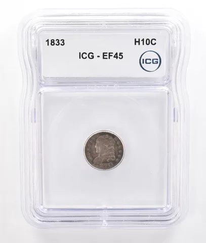 1833 Capped Bust Half Dime EF45 ICG Beautiful Tone *7208