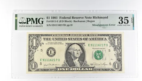 PMG 35 Choice VF EPQ $1 1981 FRN Richmond Fr#1911-E Misalignment Error a3203