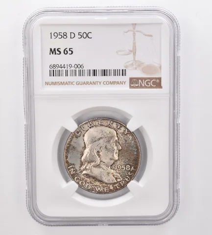 1958-D Franklin Half Dollar MS65 NGC Beautiful Tone *9923