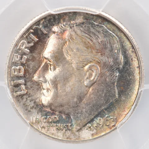 1963 Roosevelt Dime AU58 PCGS Beautiful Tone *0809