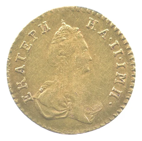 1777 Imperial Russia Gold Poltina 1/2 Rouble *4175