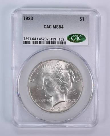 1923 Peace Silver Dollar MS64 CAC CACg
