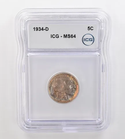 1934-D Indian Head Buffalo Nickel MS64 ICG Beautiful Tone *3195