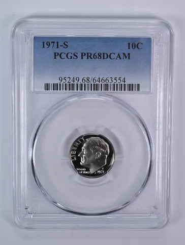 1971-S Roosevelt Dime PR68 DCAM PCGS Blue Label
