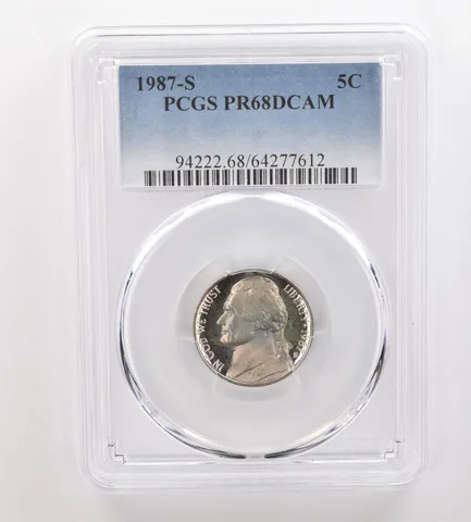 1987-S Jefferson Nickel PR68 DCAM PCGS Beautiful Tone *3293