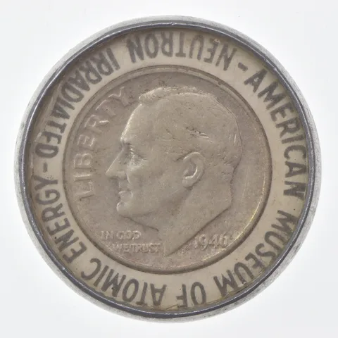 1946 Roosevelt Dime American Museum Atomic Energy Neutron Irradiated Token *0588