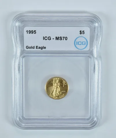 1995 $5 American Gold Eagle 1/10 Oz Gold MS70 ICG