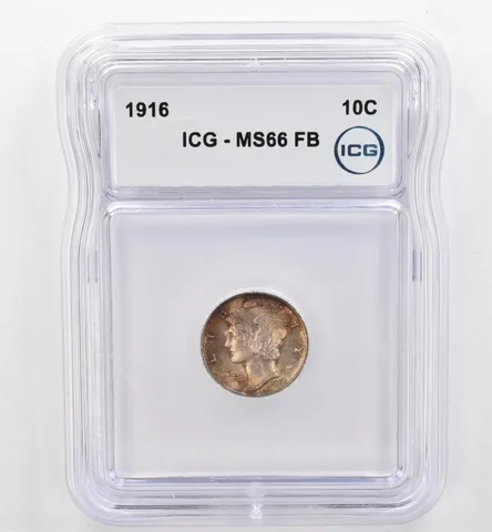 1916 Mercury Dime MS66 FB ICG Beautiful Tone *9567