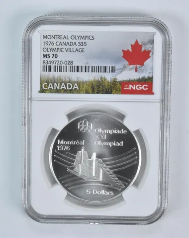 1976 Canada 5 Dollars Silver Olympic Village MS70 NGC Canada Lbl