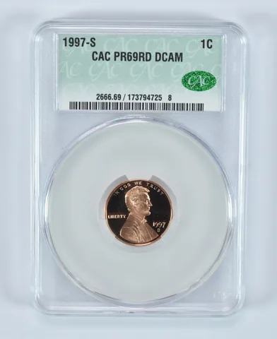 1997-S Lincoln Memorial Cent PR69 RD DCAM CAC CACg