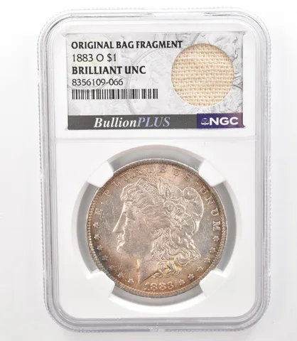 1883-O Morgan Silver Dollar Original Bag Fragment BU NGC Beautiful Tone *3178