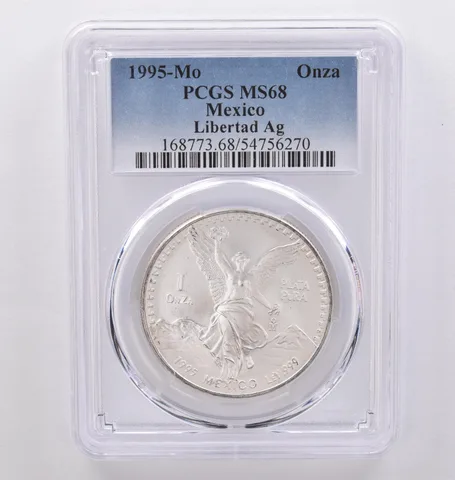 1995 Mo Mexico 1 Onza Silver Libertad MS68 PCGS Beautiful Tone *8951