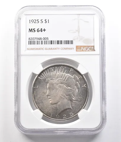 1925-S Peace Silver Dollar MS64+ NGC *0808