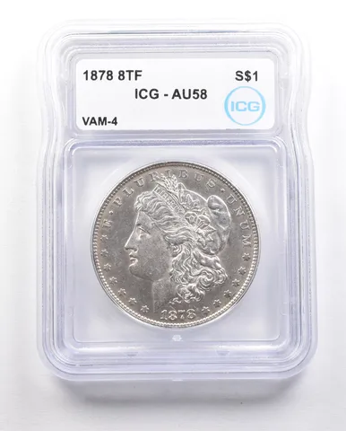 1878 8TF Morgan Silver Dollar VAM-4 AU58 ICG *5850