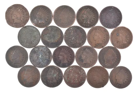 Lot 20 1800's 1890-1899 Indian Head Penny Cents US Coin Collection 2/5 Roll *523