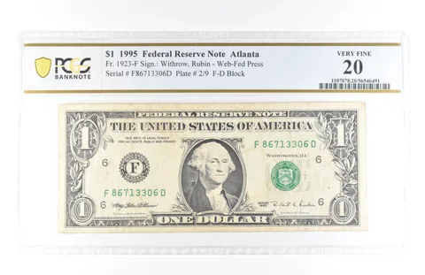 1995 $1 Atlanta GA FRN Fr#1923-F Very Fine 20 PCGS *5808
