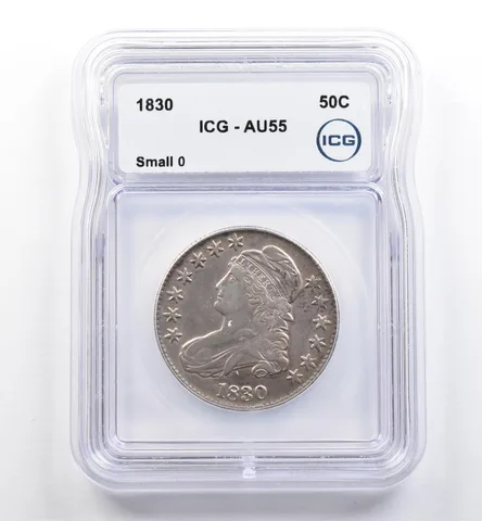 1830 Capped Bust Half Dollar Small 0 AU55 ICG *0123