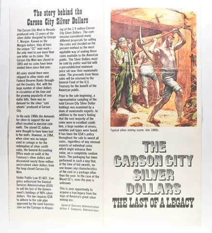 Last of a Legacy Brochure GSA Carson City Hoard *1001