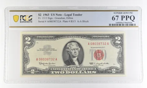 1963 $2 Legal Tender Red Seal Fr#1513 Superb Gem Unc 67 PPQ PCGS *4381