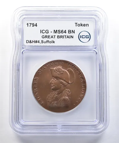 1794 Great Britain Token Suffolk D&H#4 MS64 BN ICG *7769