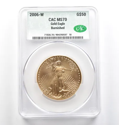 2006-W $50 Burnished Gold Eagle 1 Oz Gold MS70 CAC CACg *9822