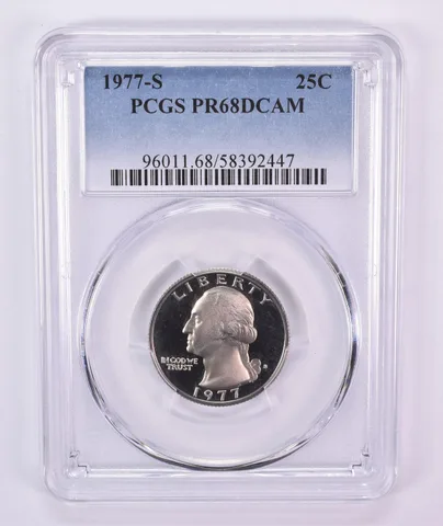 1977-S Washington Quarter PR68 DCAM PCGS Blue Label