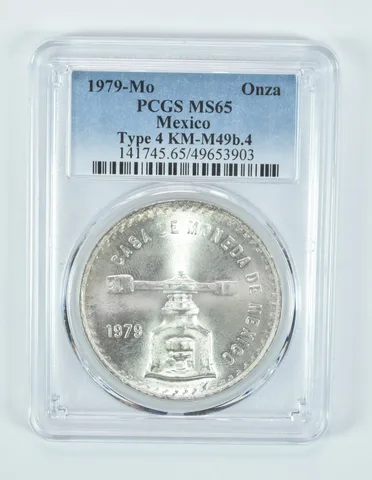 1979 Mo Mexico 1 Onza Silver MS65 PCGS Blue Label