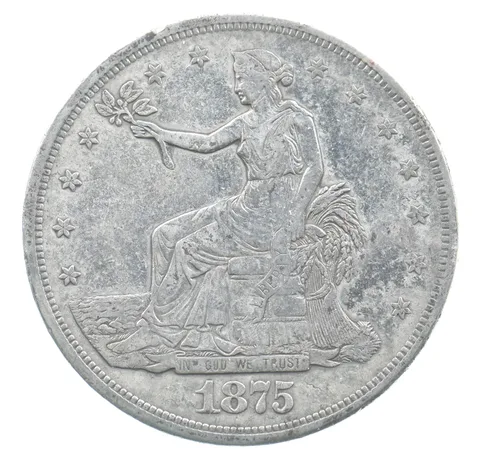 1875-CC Seated Liberty Trade Dollar PHL Counterstamp Reverse *3609