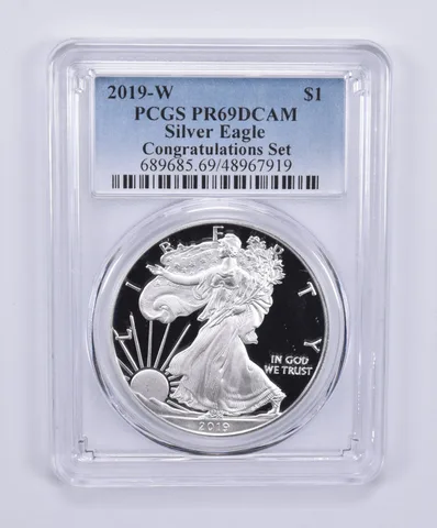 2019-W American Silver Eagle Congratulations Set PR69 DCAM PCGS Blue Label