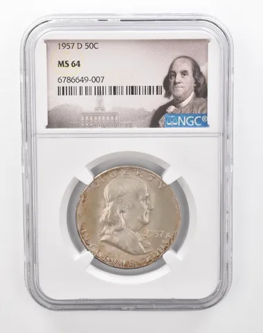 1957-D Franklin Half Dollar MS64 NGC Beautiful Tone *2878