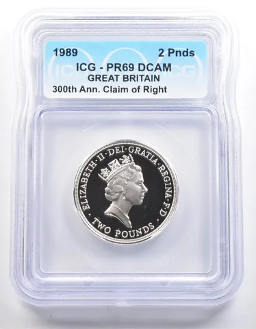 1989 Great Britain 2 Pounds 300th Anniversary Claim Of Right PR69 DCAM ICG *4009