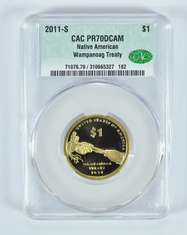 2011-S Sacagawea $1 Native American Wampanoag Treaty PR70 DCAM CAC CACg